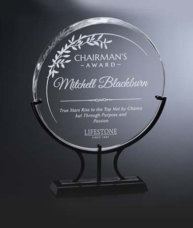Custom trophy with laser engraving